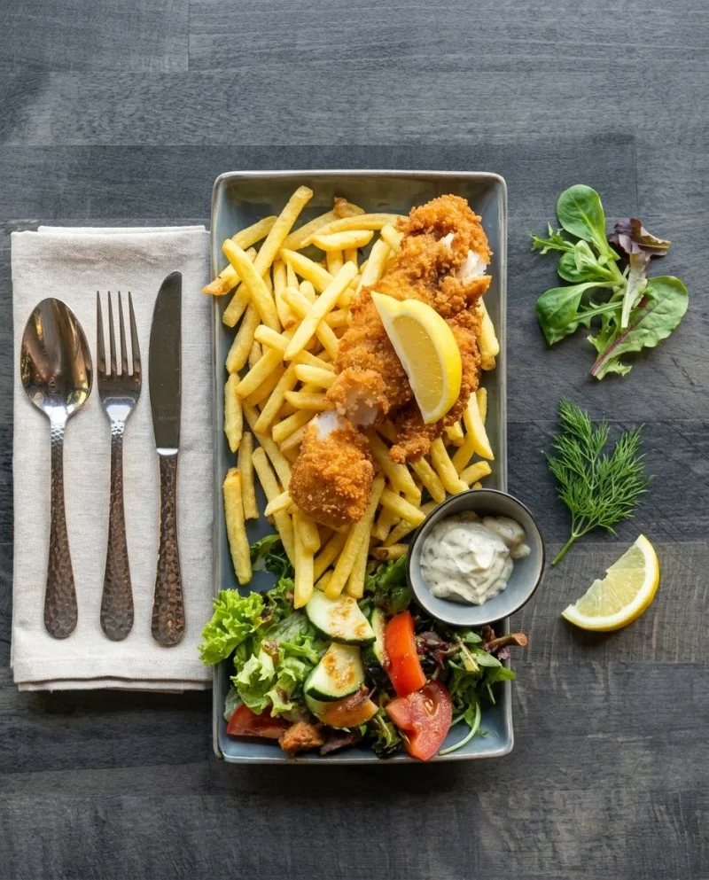 Fish and Chips — Restaurant Kaspio Stade
