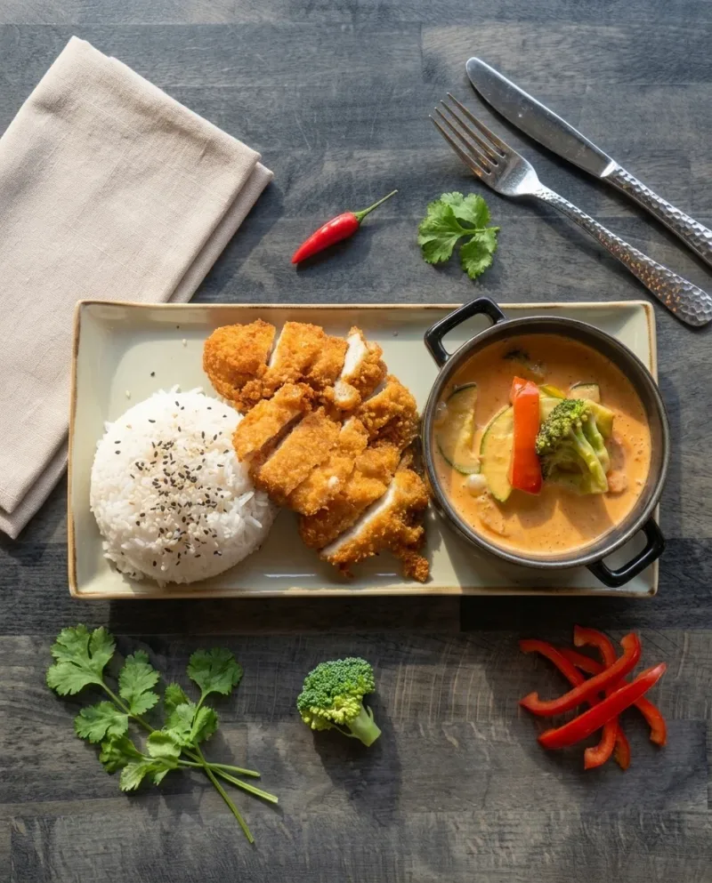Thai Curry & Reis (mittelscharf) — Restaurant Kaspio Stade
