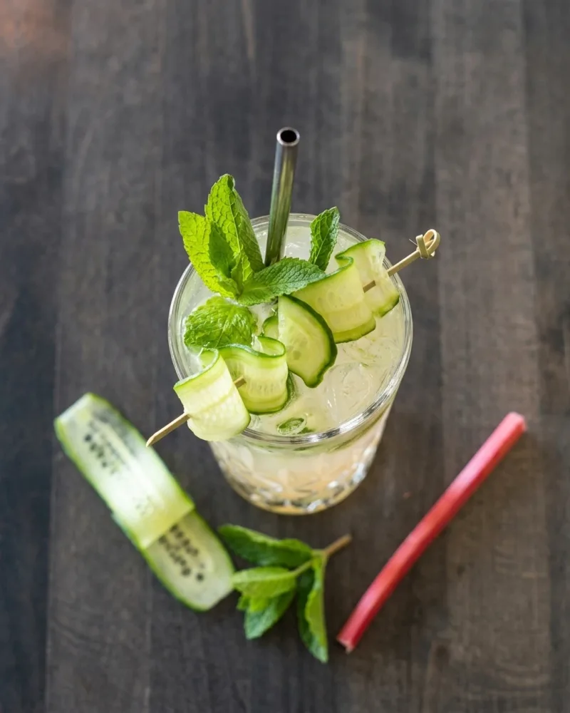 Persian Princess — Kaspio Special. Gin, Gurke, Minzsirup, Rhabarbersaft, Tonic bei Kaspio in Stade